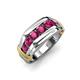 4 - Brad Round Rhodolite Garnet 7 Stone Men Wedding Ring
