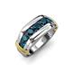 4 - Brad Round Blue Diamond 7 Stone Men Wedding Ring