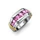4 - Brad Round Pink Sapphire 7 Stone Men Wedding Ring