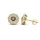 1 - Floret 4.00 mm Round Smoky Quartz and Diamond Milgrain Halo Stud Earrings 