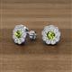 3 - Floret 4.00 mm Round Peridot and Diamond Milgrain Halo Stud Earrings 