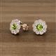 3 - Floret 4.00 mm Round Peridot and Diamond Milgrain Halo Stud Earrings 