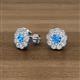 3 - Floret 4.00 mm Round Blue Topaz and Diamond Milgrain Halo Stud Earrings 
