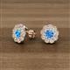 3 - Floret 4.00 mm Round Blue Topaz and Diamond Milgrain Halo Stud Earrings 