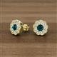 3 - Floret 4.00 mm Round London Blue Topaz and Diamond Milgrain Halo Stud Earrings 