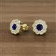 3 - Floret 4.00 mm Round Blue Sapphire and Diamond Milgrain Halo Stud Earrings 