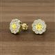 3 - Floret 4.00 mm Round Yellow Sapphire and Diamond Milgrain Halo Stud Earrings 