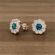 3 - Floret 4.00 mm Round Blue and White Diamond Milgrain Halo Stud Earrings 