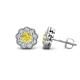 1 - Floret 4.00 mm Round Yellow and White Diamond Milgrain Halo Stud Earrings 