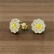 3 - Floret 4.00 mm Round Yellow and White Diamond Milgrain Halo Stud Earrings 
