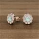 3 - Floret 4.00 mm Round Opal and Diamond Milgrain Halo Stud Earrings 