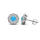 1 - Floret 4.00 mm Round Turquoise and Diamond Milgrain Halo Stud Earrings 