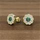 3 - Floret 4.00 mm Round Lab Created Alexandrite and Diamond Milgrain Halo Stud Earrings 