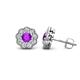 1 - Floret 4.00 mm Round Amethyst and Lab Grown Diamond Milgrain Halo Stud Earrings 