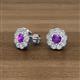 3 - Floret 4.00 mm Round Amethyst and Lab Grown Diamond Milgrain Halo Stud Earrings 