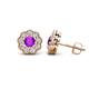 1 - Floret 4.00 mm Round Amethyst and Lab Grown Diamond Milgrain Halo Stud Earrings 