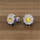 3 - Floret 4.00 mm Round Citrine and Lab Grown Diamond Milgrain Halo Stud Earrings 