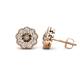 1 - Floret 4.00 mm Round Smoky Quartz and Lab Grown Diamond Milgrain Halo Stud Earrings 