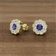 3 - Floret 4.00 mm Round Iolite and Lab Grown Diamond Milgrain Halo Stud Earrings 
