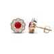 1 - Floret 4.00 mm Round Ruby and Lab Grown Diamond Milgrain Halo Stud Earrings 