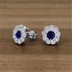 3 - Floret 4.00 mm Round Blue Sapphire and Lab Grown Diamond Milgrain Halo Stud Earrings 