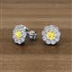 3 - Floret 4.00 mm Round Yellow Sapphire and Lab Grown Diamond Milgrain Halo Stud Earrings 