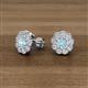 3 - Floret 4.00 mm Round Aquamarine and Lab Grown Diamond Milgrain Halo Stud Earrings 