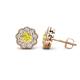 1 - Floret 4.00 mm Round Yellow and White Lab Grown Diamond Milgrain Halo Stud Earrings 