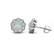 1 - Floret 4.00 mm Round Opal and Lab Grown Diamond Milgrain Halo Stud Earrings 