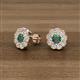 3 - Floret 4.00 mm Round Lab Created Alexandrite and Lab Grown Diamond Milgrain Halo Stud Earrings 
