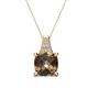 1 - Alayna 10.00 mm Cushion Shape Checkerboard Cut Smoky Quartz and Round Diamond Pendant Necklace 