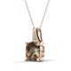 3 - Alayna 10.00 mm Cushion Shape Checkerboard Cut Smoky Quartz and Round Diamond Pendant Necklace 