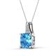 3 - Alayna 10.00 mm Cushion Shape Checkerboard Cut Blue Topaz and Round Diamond Pendant Necklace 