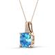 3 - Alayna 10.00 mm Cushion Shape Checkerboard Cut Blue Topaz and Round Diamond Pendant Necklace 