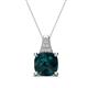 1 - Alayna 10.00 mm Cushion Shape Checkerboard Cut London Blue Topaz and Round Diamond Pendant Necklace 