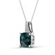 3 - Alayna 10.00 mm Cushion Shape Checkerboard Cut London Blue Topaz and Round Diamond Pendant Necklace 