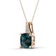3 - Alayna 10.00 mm Cushion Shape Checkerboard Cut London Blue Topaz and Round Diamond Pendant Necklace 