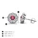 4 - Floret 4.00 mm Round Pink Tourmaline and Diamond Milgrain Halo Stud Earrings 