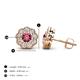 4 - Floret 4.00 mm Round Pink Tourmaline and Diamond Milgrain Halo Stud Earrings 