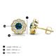 4 - Floret 4.00 mm Round Blue and White Diamond Milgrain Halo Stud Earrings 