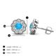 4 - Floret 4.00 mm Round Turquoise and Diamond Milgrain Halo Stud Earrings 