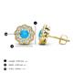 4 - Floret 4.00 mm Round Turquoise and Diamond Milgrain Halo Stud Earrings 