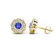 1 - Floret 4.00 mm Round Tanzanite and Diamond Milgrain Halo Stud Earrings 
