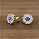 3 - Floret 4.00 mm Round Tanzanite and Diamond Milgrain Halo Stud Earrings 