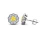 1 - Floret 4.00 mm Round Yellow Sapphire and Diamond Milgrain Halo Stud Earrings 