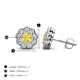 4 - Floret 4.00 mm Round Yellow Sapphire and Diamond Milgrain Halo Stud Earrings 