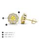 4 - Floret 4.00 mm Round Yellow Sapphire and Diamond Milgrain Halo Stud Earrings 