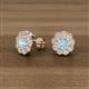 3 - Floret 4.00 mm Round Aquamarine and Diamond Milgrain Halo Stud Earrings 