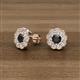 3 - Floret 4.00 mm Round Black and White Diamond Milgrain Halo Stud Earrings 