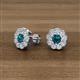 3 - Floret 4.00 mm Round Blue and White Diamond Milgrain Halo Stud Earrings 